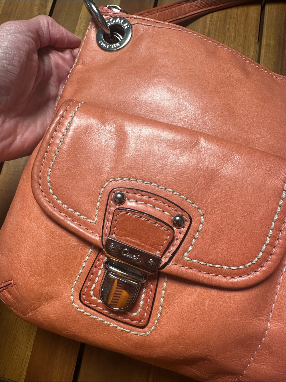 Coach Poppy Hippie Leather Hobo Bag with Matching Wallet in Salmon Pink - Picture 7 of 16